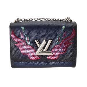 Louis Vuitton Epi Twist Navy Blue Leather Sequin Shoulder Bag